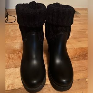Moncler Black Ginette Waterproof Rainboots size 37